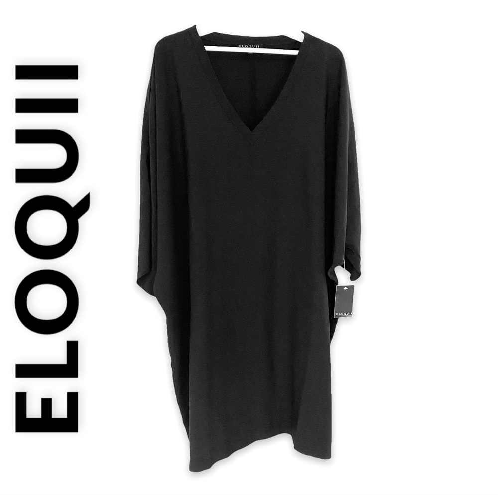 ELOQUII NEW WITH TAGS BLACK DOLMAN SLEEVE CAFTAN-STYLE DRESS DIZE 18/20